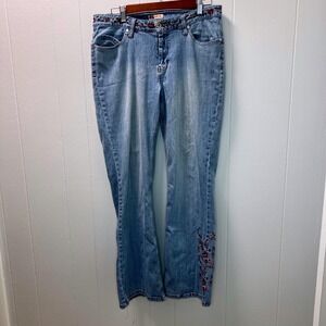 Faded Glory Womens Bootcut Jeans Size 12‎ Embroidered Floral Light Wash Y2K